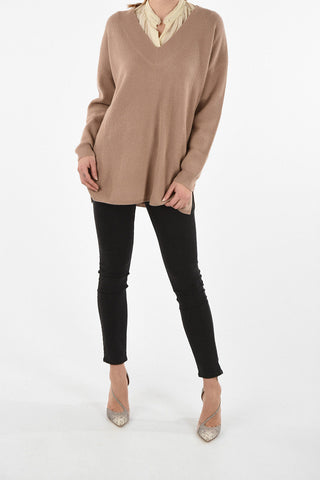V-neck cashmere ribbed sweater