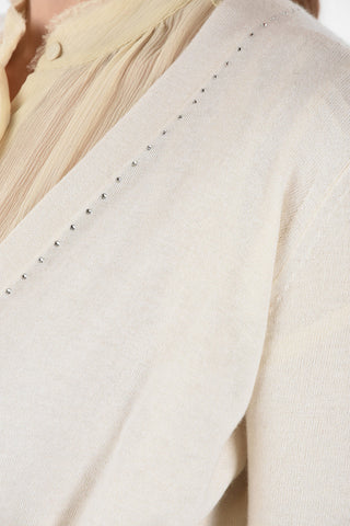 cardigan CALIA in seta e in cashmere con strass