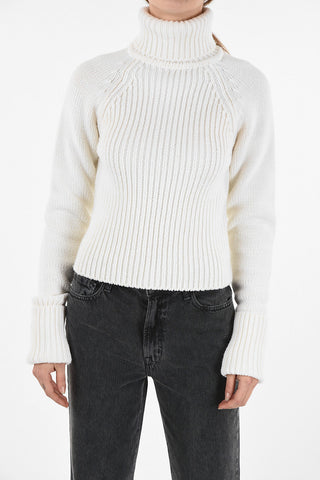 turtle neck cable knit Cropped Sweater