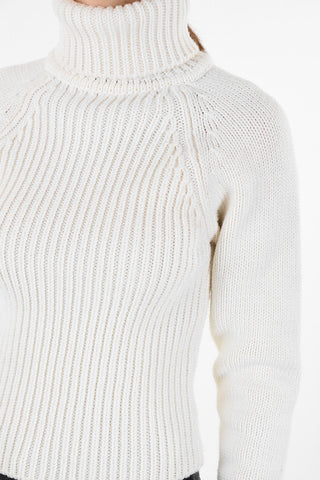 turtle neck cable knit Cropped Sweater