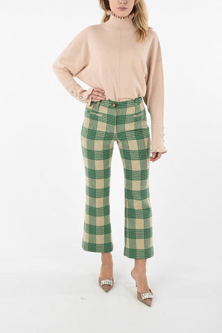 Checked Boot Cut Pant