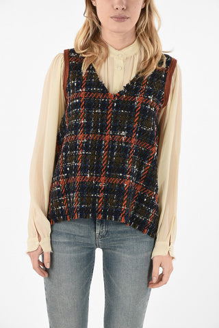 Wool Knitted Checked Top