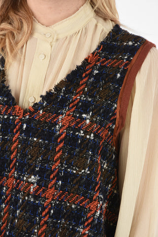 Wool Knitted Checked Top