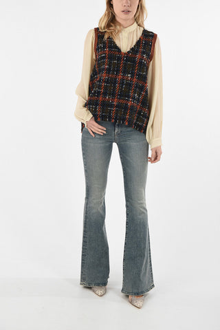 Wool Knitted Checked Top