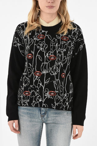 Virgin Wool and Cashmere Embroidered Sweater