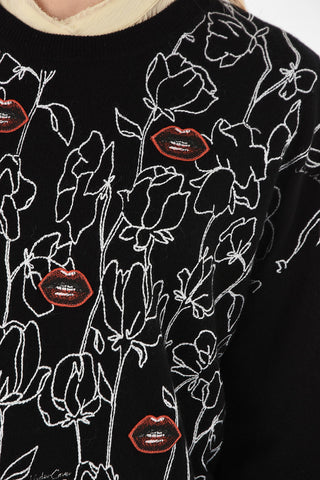 Virgin Wool and Cashmere Embroidered Sweater