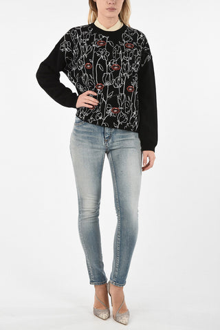 Virgin Wool and Cashmere Embroidered Sweater