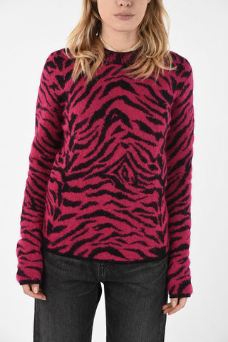 Zebra Printed Crewneck Sweater