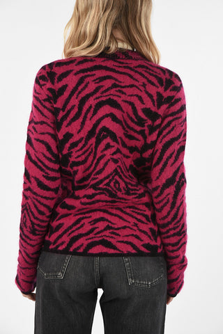 Zebra Printed Crewneck Sweater