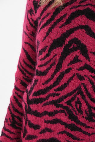 Zebra Printed Crewneck Sweater
