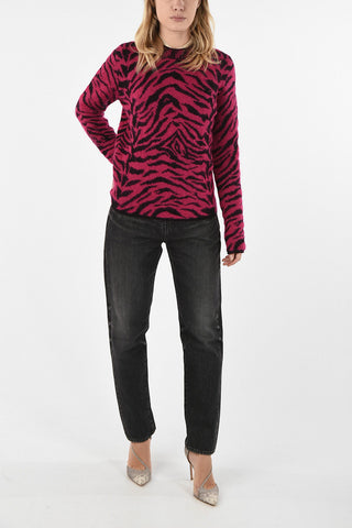 Zebra Printed Crewneck Sweater