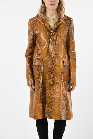 Leather Snake Printed Coat