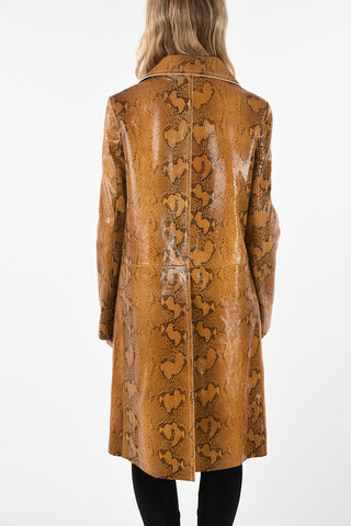 Leather Snake Printed Coat