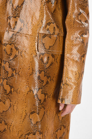 Leather Snake Printed Coat