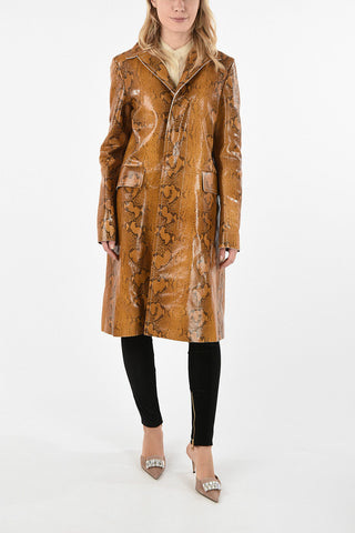 Leather Snake Printed Coat