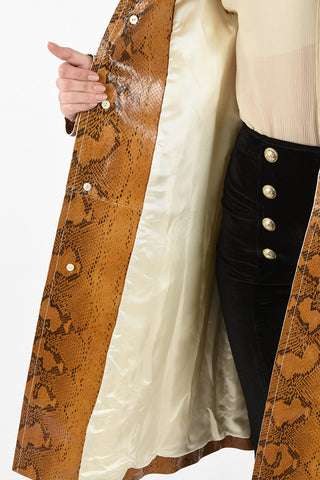 Leather Snake Printed Coat