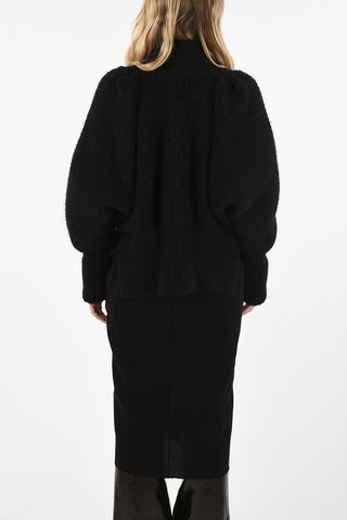 Wool Coat with Knitted Sleeves