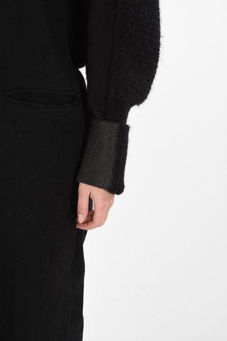 Wool Coat with Knitted Sleeves