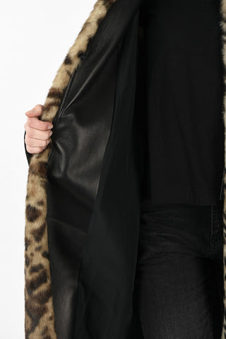 Faux Fur Leopard Printed Coat