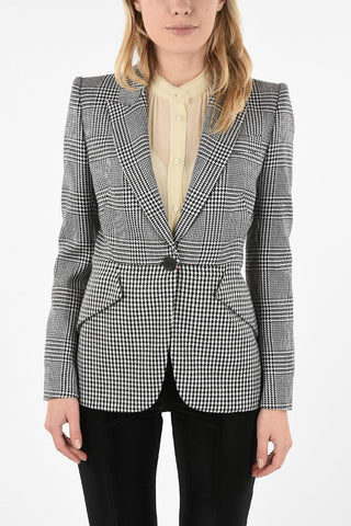 Houndstooth Single Breasted Blazer