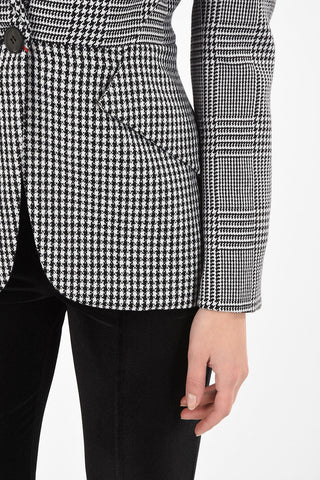 Houndstooth Single Breasted Blazer