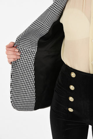 Houndstooth Single Breasted Blazer