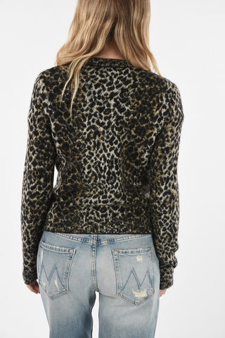 cheetah-print crew-neck sweater