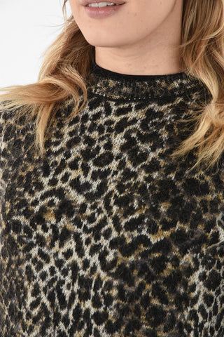 cheetah-print crew-neck sweater