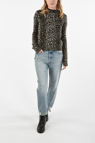 cheetah-print crew-neck sweater