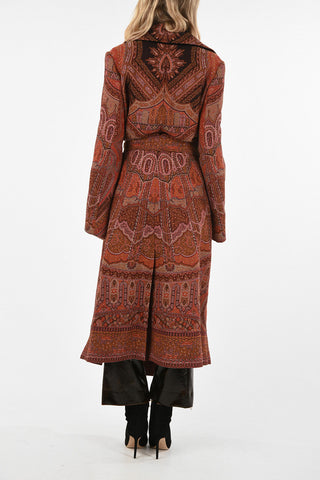 paisley wool single breasted trench