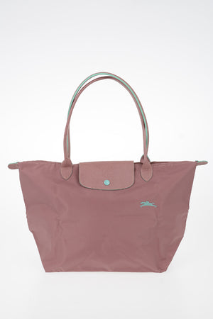 Fabric Tote Bag with Leather Details