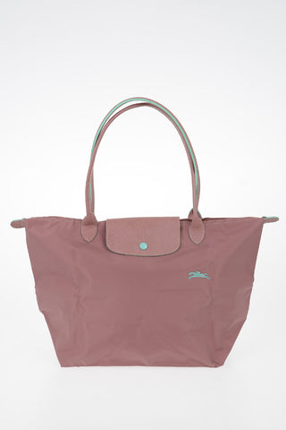 Fabric Tote Bag with Leather Details