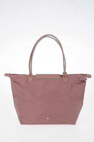 Fabric Tote Bag with Leather Details