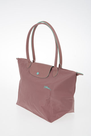 Fabric Tote Bag with Leather Details