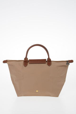 Fabric Tote Bag with Leather Details