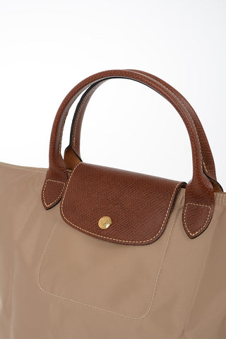 Fabric Tote Bag with Leather Details