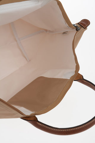 Fabric Tote Bag with Leather Details