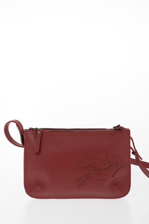 Leather Crossbody Bag with Double Compartment