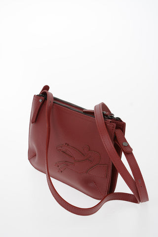 Leather Crossbody Bag with Double Compartment