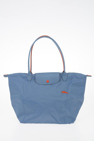 Fabric Tote Bag with Leather Details