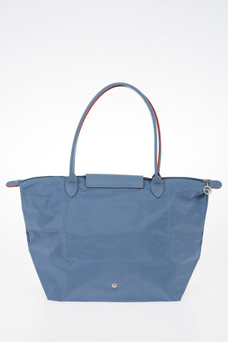Fabric Tote Bag with Leather Details
