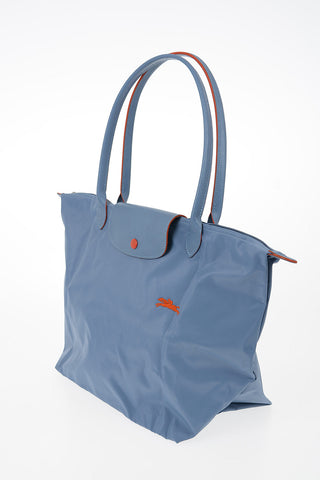 Fabric Tote Bag with Leather Details