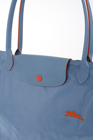 Fabric Tote Bag with Leather Details