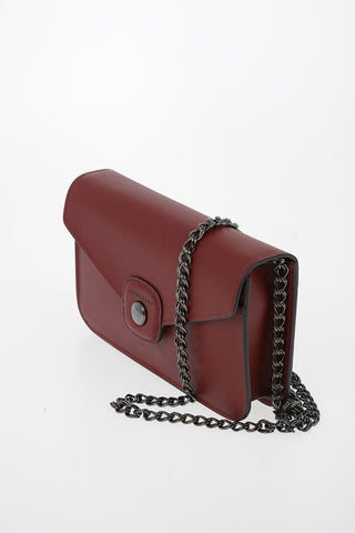 Leather Clutch with Removable Shoulder Chain