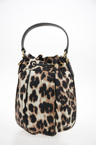 Leopard Printed Bucket Bag with Removable Shoulder Chain