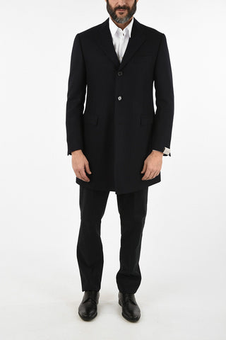 three-quarter length 3-button chesterfield coat