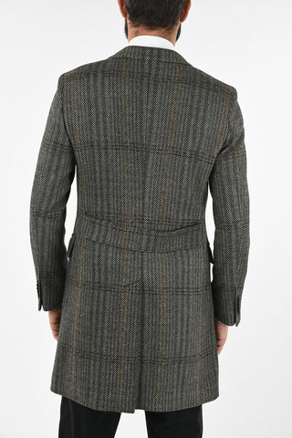 CC COLLECTION check over herringbone chesterfield coat