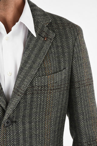 CC COLLECTION check over herringbone chesterfield coat