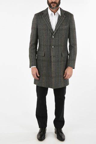 CC COLLECTION check over herringbone chesterfield coat