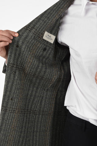 CC COLLECTION check over herringbone chesterfield coat